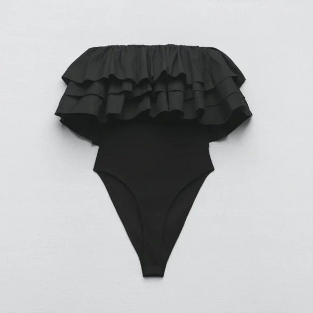 Zara Strapless Ruffle Bodysuit - Picture 3 of 8